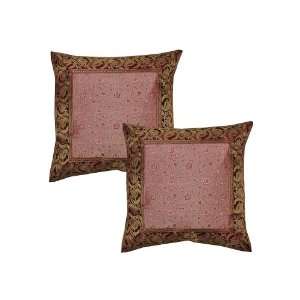 Indian Pillow Cushion Cover Set India Banarsi Brocade Work 
