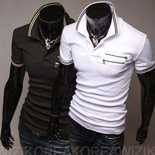   Premium Zip Pached Slim Stylish Short Sleeves Polo Shirts M L XL XXL