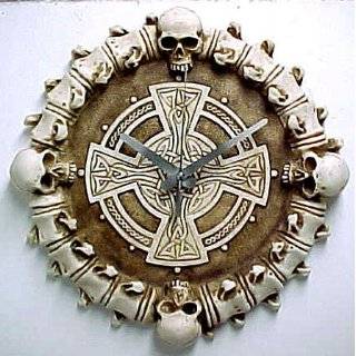 Evil Tribal Skull Pendulum Wall Clock Goth Wicked 