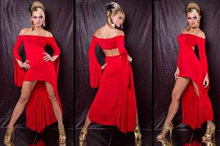 Sexy schickes Abendkleid Tanzkleid in Rot Schulterfrei  