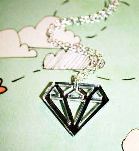 DIAMANT Halskette Kette Diamond Scene Emo Rock spiegel  