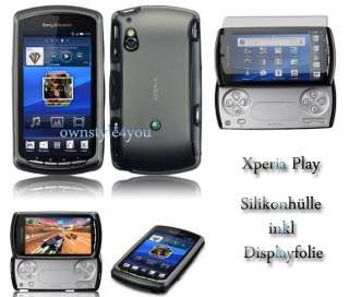 für Sony Ericsson Xperia Play Silikonhülle +Folie Black  