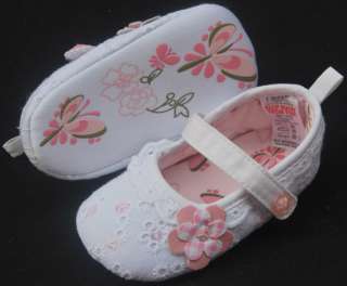 Mary Jane white flowers toddler baby girl shoes size 2 3 4  