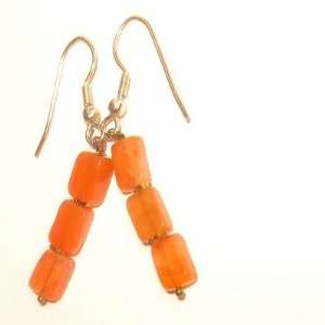   Earrings 12 Orange Cube Crystal Healing Sacral Energy 1.5 Jewelry
