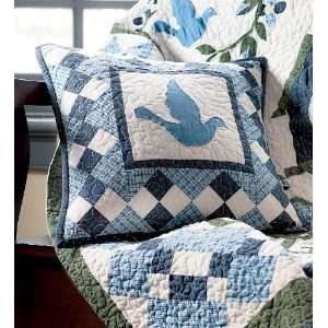  16 Inch Quilted Cotton Pillow with Peace Dove Applique 