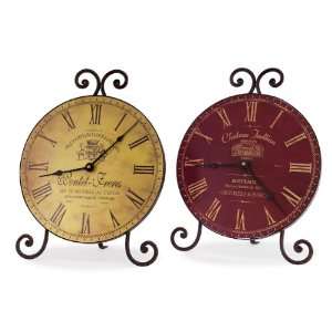  Set Of 2 French Style Scroll Stand Chateau Table Clocks 