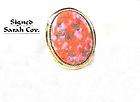 Goldtone Pink Marbled CORALINE Pin SARAH COVENTRY
