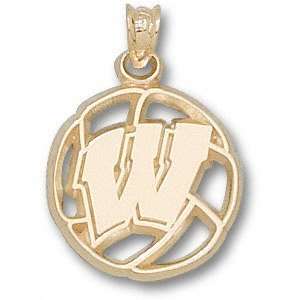 Wisconsin Badgers 14K Gold W Volleyball Pendant  