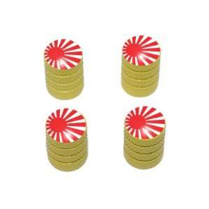 Japan Flag   Rising Sun Tire Rim Valve Stem Caps   Yellow