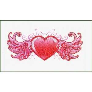  Pink Glitter Heart w/wings Temporaray Tattoo: Toys & Games