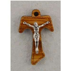   Olive Wood Tau Cross Pendant Genuine Religious Necklace Charm: Jewelry