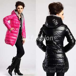 Womens Warm Hoodie Long Down Coats Zip Parka Ladies Jacket Outerwear 