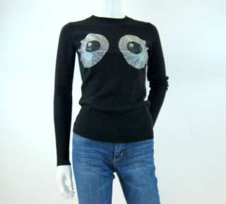   Sweater Embelished with Crystals Cartoon Eyes  Black Size S,M  