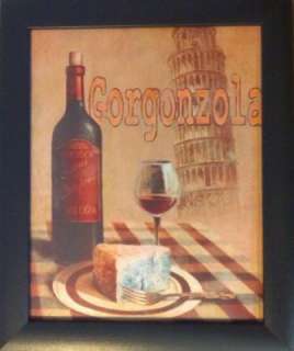 Framed Paris France Italy Wine Cheese Kitchen Prints  