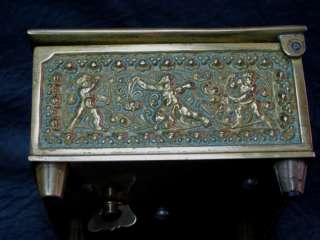 Lovely old bronze music box with Putti LISTEN IT FREE  