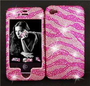 AMOUROUS ZEBRA CRYSTALS BLING PROTECTOR CASE FITS IPHONE 4 4S (08 