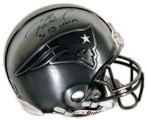   New England Patriots signed full size PEWTER helmet 3x champs limited