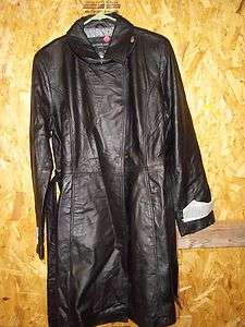   Fully Lined Lamb Leather Trench Coat BLACK LARGE  $88  