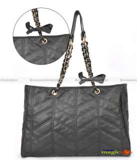 Women Fashion Chain Lattice Shoulder Bag Black New #603  