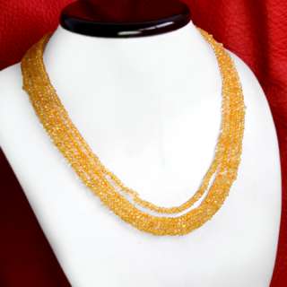 BRILLIANT STRIKING AAA 241.00 CTS NATURAL 4 LINE YELLOW CITRINE BEADS 
