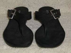 Womens Aerosoles Leather Thong Sandals Black Sizes 8 8.5 9.5 New 