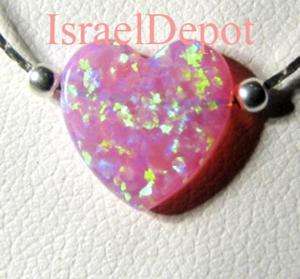 Pink Rose Opal Heart Pendant 925 Silver Chain Necklace  