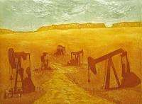 Janet Whiteside Salt Creek Hand Signed & Numbered Etching, oil field 
