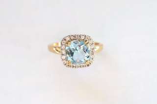 New 18K Gold Over Silver Sterling .925 4.00 ct Blue White Topaz Ring 