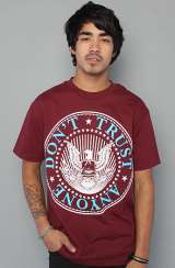 DTA The New World Crest Tee in Burgundy, Cyan, and White