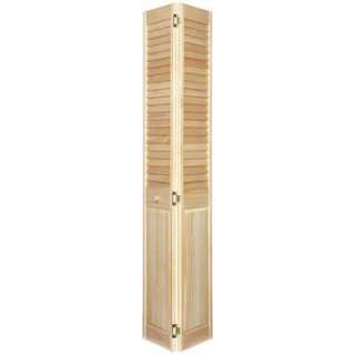   28 in. x 80 in. Solid Wood Stain Ready 2 in. Louver/Panel Bi Fold Door