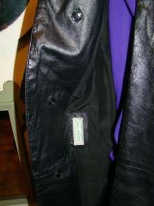 Vtg 50s 60s Black SAMUEL ROBERT MOD Leather TRENCH Swing Coat JACKET 
