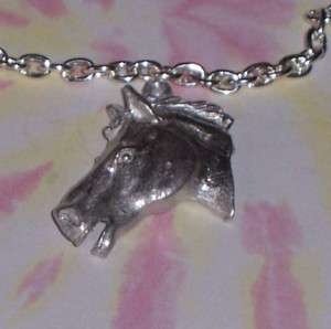 Wild horse head Pewter Pendant Necklace chain  