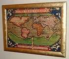 FRAMED ABRAHAM ORTELIUS MAP OF THE OLD WORLD YEAR 1570 