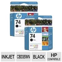 Click to view HP 74 Black Inkjet Print Cartridge (2 Pack)