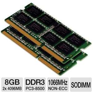PNY Optima MN8192KD3 1066 Notebook Memory Kit   8GB (2x4GB), PC3 8500 
