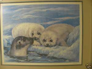 Violet Parkhurst limited signed print harp seals & pups  