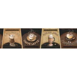   Wallpaper Company 8 in x 10 inNeutral Specialty Coffee Border Sample