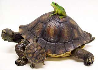 The Hitchhiker` Turtle & Frog Garden Statue Life Like  