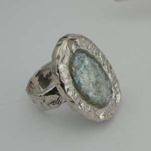 Hadar Designers Huge Silver Roman Glass Ring 8 (as 208  
