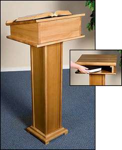 Solid Maple Hardwood Lectern Pulpit with Shelf  