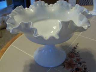 VTG white milk glass footed candy dish bowl Fenton ?  