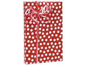 RED w/ White Polka Dot Gloss Wrapping Paper Christmas!!  
