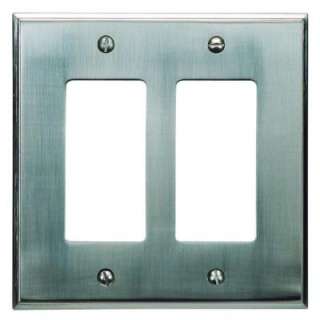   Place Collection Metal 2 Gang Brushed Nickel Double Rocker Wall Plate