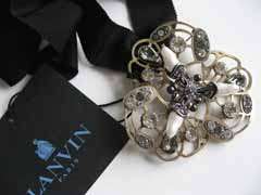 3K Lanvin Metal Movable Petal Motif Brooch Necklace Pendant 