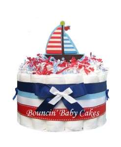 Tier Nautical Sailboat Baby Shower Diaper Cake  