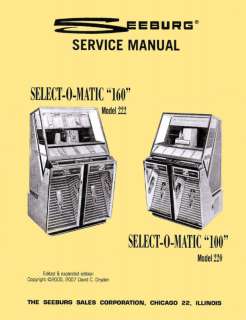 Seeburg 220, 222 Jukebox Service Repair Manual  