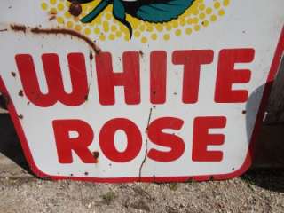 White Rose Gas Double Sided Porcelain Sign *Rare Find* 6 Foot!  