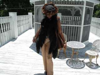 Black Fox & Marten Sable Fur Vest Sleeveless Coat S M  
