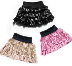 New Cute Satin Mini Skirt Tiered Skirts XS~3XL #GF0613  
