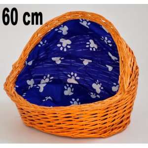 Weidenkorb für Hund und Katze   Blau mit Pfötchen, handgearbeitet 60 